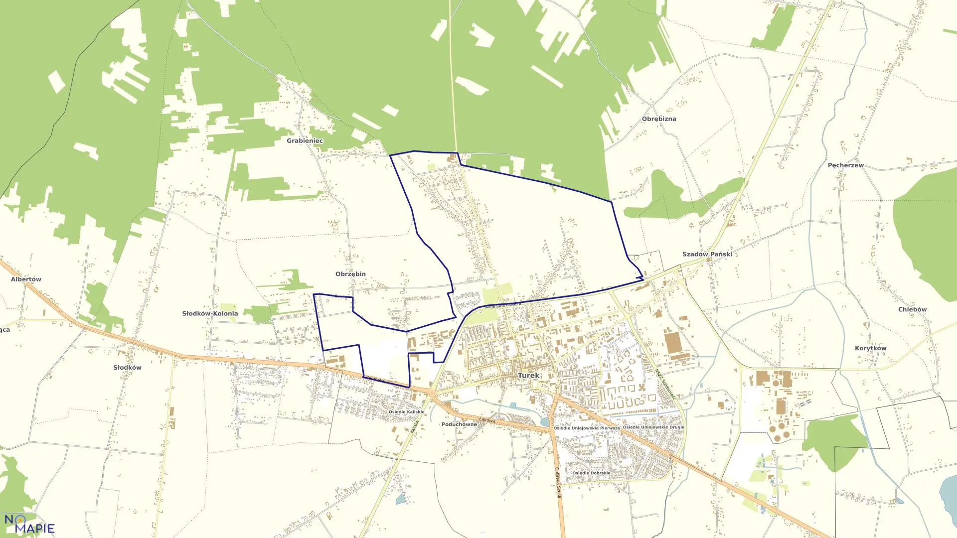 Mapa obrębu Turek D w mieście Turek